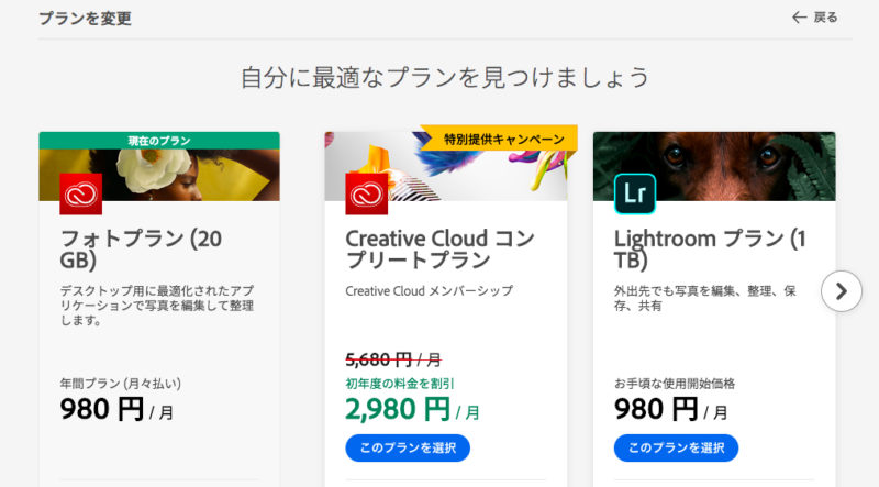 Adobe Creative Cloudのコンプリートプランの価格